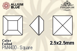 PREMIUM CRYSTAL Square Fancy Stone 2.5x2.5mm Aqua F