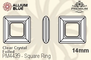 PREMIUM Square Ring Fancy Stone (PM4439) 14mm - Clear Crystal Unfoiled