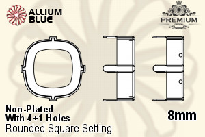PREMIUM Cushion Cut Setting (PM4470/S), With Sew-on Holes, 8mm, Unplated Brass