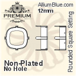 PREMIUM Cushion Cut 石座, (PM4470/S), 縫い穴なし, 12mm, メッキなし 真鍮