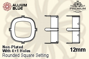 PREMIUM Cushion Cut Setting (PM4470/S), With Sew-on Holes, 12mm, Unplated Brass