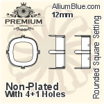 PREMIUM Cushion Cut 石座, (PM4470/S), 縫い穴付き, 12mm, メッキなし 真鍮