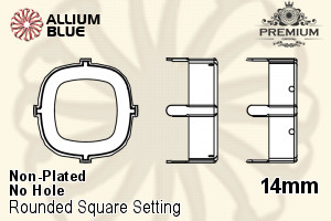 PREMIUM Cushion Cut 石座, (PM4470/S), 縫い穴なし, 14mm, メッキなし 真鍮
