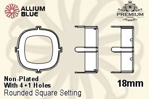 PREMIUM Cushion Cut 石座, (PM4470/S), 縫い穴付き, 18mm, メッキなし 真鍮