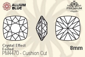 PREMIUM CRYSTAL Cushion Cut Fancy Stone 8mm Crystal Bermuda Blue F
