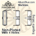 PREMIUM Baguette 石座, (PM4500/S), 縫い穴付き, 10x3mm, メッキなし 真鍮