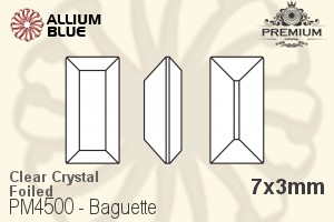PREMIUM Baguette Fancy Stone (PM4500) 7x3mm - Clear Crystal With Foiling