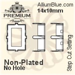 PREMIUM Step Cut Setting (PM4527/S), No Hole, 14x10mm, Unplated Brass