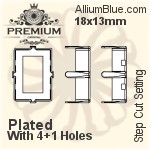 PREMIUM Step Cut 石座, (PM4527/S), 縫い穴付き, 18x13mm, メッキあり 真鍮