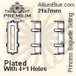 PREMIUM Princess Baguette 石座, (PM4547/S), 縫い穴付き, 15x5mm, メッキなし 真鍮