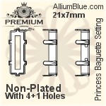 PREMIUM Princess Baguette Setting (PM4547/S), With Sew-on Holes, 21x7mm, Unplated Brass
