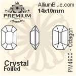 PREMIUM Octagon Fancy Stone (PM4600) 14x10mm - Clear Crystal With Foiling