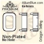 PREMIUM Octagon Setting (PM4610/S), With Sew-on Holes, 6x4mm, Unplated Brass
