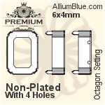 PREMIUM Octagon Setting (PM4610/S), With Sew-on Holes, 10x8mm, Plated Brass