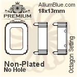 PREMIUM Octagon Setting (PM4610/S), With Sew-on Holes, 18x13mm, Plated Brass