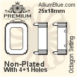 PREMIUM Octagon Setting (PM4610/S), With Sew-on Holes, 25x18mm, Unplated Brass