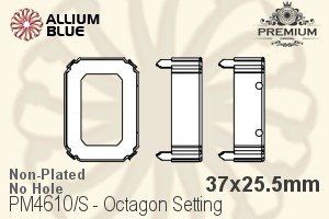 PREMIUM Octagon 石座, (PM4610/S), 縫い穴なし, 37x25.5mm, メッキなし 真鍮