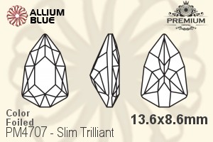 PREMIUM CRYSTAL Slim Trilliant 13.6x8.6mm Light Siam F