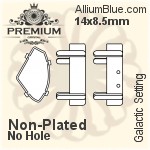 PREMIUM Galactic 石座, (PM4757/S), 縫い穴なし, 14x8.5mm, メッキなし 真鍮