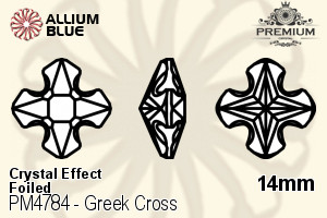 PREMIUM CRYSTAL Greek Cross Fancy Stone 14mm Crystal Bermuda Blue F