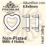 PREMIUM Heart Setting (PM4800/S), With Sew-on Holes, 8.8x8mm, Unplated Brass