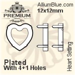 PREMIUM Heart Setting (PM4800/S), No Hole, 11x10mm, Unplated Brass