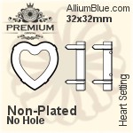 PREMIUM Heart Setting (PM4800/S), With Sew-on Holes, 28x28mm, Plated Brass