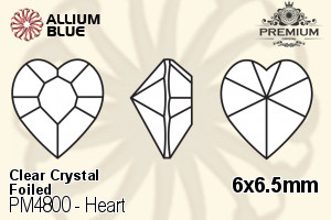 PREMIUM Heart Fancy Stone (PM4800) 6x6.5mm - Clear Crystal With Foiling