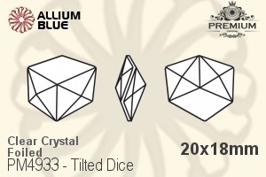 PREMIUM Tilted Dice Fancy Stone (PM4933) 20x18mm - Clear Crystal With Foiling