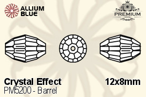 プレミアム Barrel ビーズ (PM5200) 12x8mm - クリスタル エフェクト