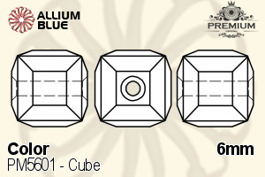 PREMIUM CRYSTAL Cube Bead 6mm Capri Blue