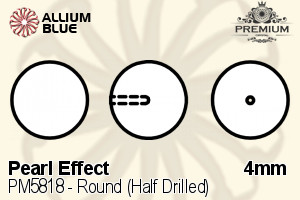 PREMIUM CRYSTAL Round (Half Drilled) Crystal Pearl 4mm Cream Pearl 620