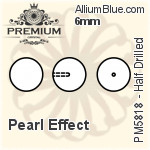 PREMIUM Round (Half Drilled) Crystal Pearl (PM5818) 6mm - Pearl Effect