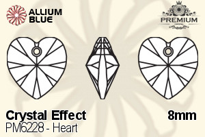 PREMIUM CRYSTAL Heart Pendant 8mm Crystal Silver Night