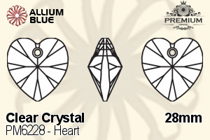 PREMIUM Heart Pendant (PM6228) 28mm - Clear Crystal