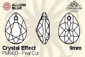PREMIUM CRYSTAL Pear Cut Pendant 9mm Crystal Vitrail Rose