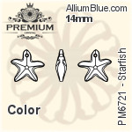 PREMIUM Starfish Pendant (PM6721) 14mm - Clear Crystal