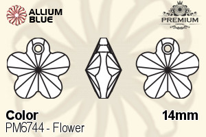 PREMIUM CRYSTAL Flower Pendant 14mm Light Siam