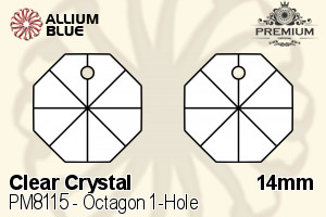 PREMIUM Octagon 1-Hole Pendant (PM8115) 14mm - Clear Crystal
