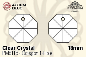 PREMIUM CRYSTAL Octagon 1-Hole Pendant 18mm Crystal