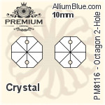 PREMIUM Octagon 2-Hole Pendant (PM8116) 10mm - Clear Crystal