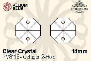 PREMIUM CRYSTAL Octagon 2-Hole Pendant 14mm Crystal