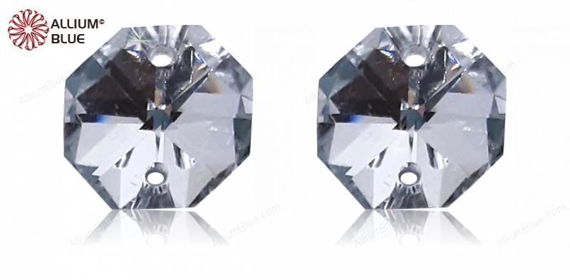 PREMIUM CRYSTAL Octagon 2-Hole Pendant 14mm Crystal Silver