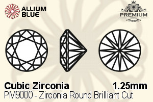 PREMIUM CRYSTAL Zirconia Round Brilliant Cut 1.25mm Zirconia Blue Topaz