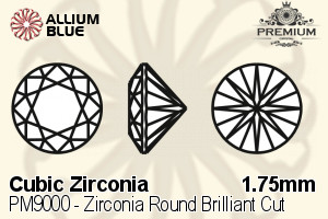 PREMIUM CRYSTAL Zirconia Round Brilliant Cut 1.75mm Zirconia Rhodolite