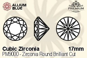 PREMIUM CRYSTAL Zirconia Round Brilliant Cut 17mm Zirconia Black