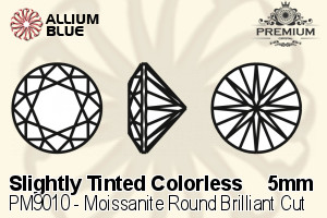 PREMIUM Moissanite Round Brilliant Cut (PM9010) 5mm - Slightly Tinted Colorless