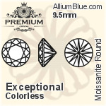PREMIUM Moissanite Round Brilliant Cut (PM9010) 9.5mm - Exceptional Colorless
