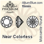 PREMIUM Moissanite Round Brilliant Cut (PM9010) 15mm - Near Colorless