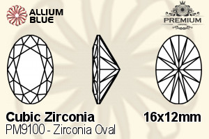 PREMIUM CRYSTAL Zirconia Oval 16x12mm Zirconia Rhodolite